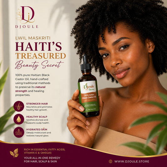 100% Haitian Black Castor Oil – Lwil Maskriti (4 fl. oz)